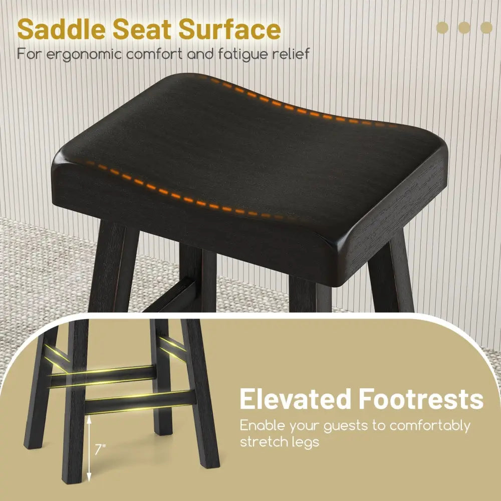 24 Inches Counter Height Stools Set of 2 with Footrest for Restaurant Cafe Pub-Black Costway