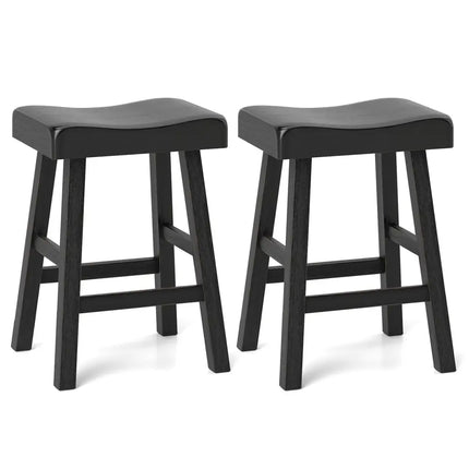 24 Inches Counter Height Stools Set of 2 with Footrest for Restaurant Cafe Pub-Black Costway