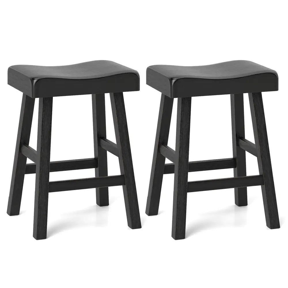 24 Inches Counter Height Stools Set of 2 with Footrest for Restaurant Cafe Pub-Black Costway