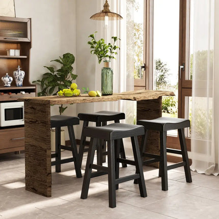 24 Inches Counter Height Stools Set of 2 with Footrest for Restaurant Cafe Pub-Black Costway