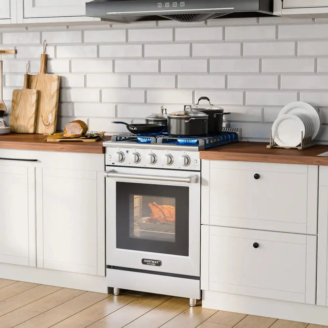 24 Inches Freestanding Natural Gas Range with 4 Burners Cooktop Costway