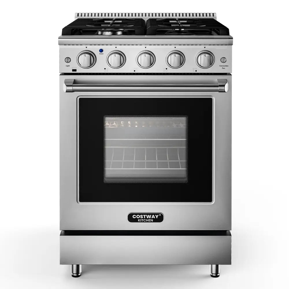 24 Inches Freestanding Natural Gas Range with 4 Burners Cooktop - Food Warmers & Burners