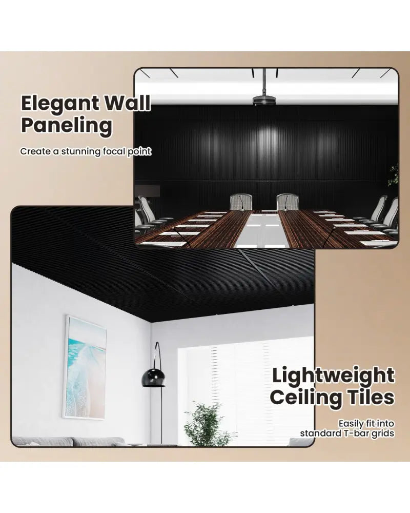 24-Pack PVC Slat Wall Panels for Interior Wall Decoration for Living Room and TV Background-Black - Black - Wall Decor