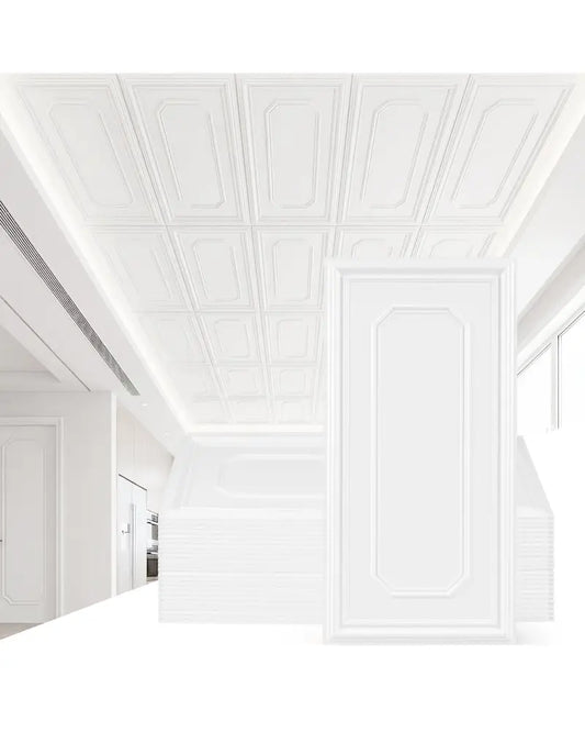 24 Pieces Ceiling Tiles Decorative PVC Ceiling Covering Panels - Wall Decor