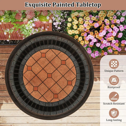 24’’ Round Patio Dining Table Weather-resistant Cast Aluminum Table-Bronze - Bronze - Patio Tables