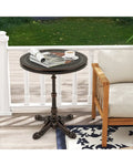 24’’ Round Patio Dining Table Weather-resistant Cast Aluminum Table-Bronze - Bronze - Patio Tables