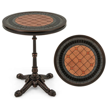 24’’ Round Patio Dining Table Weather-resistant Cast Aluminum Table-Bronze - Bronze - Patio Tables