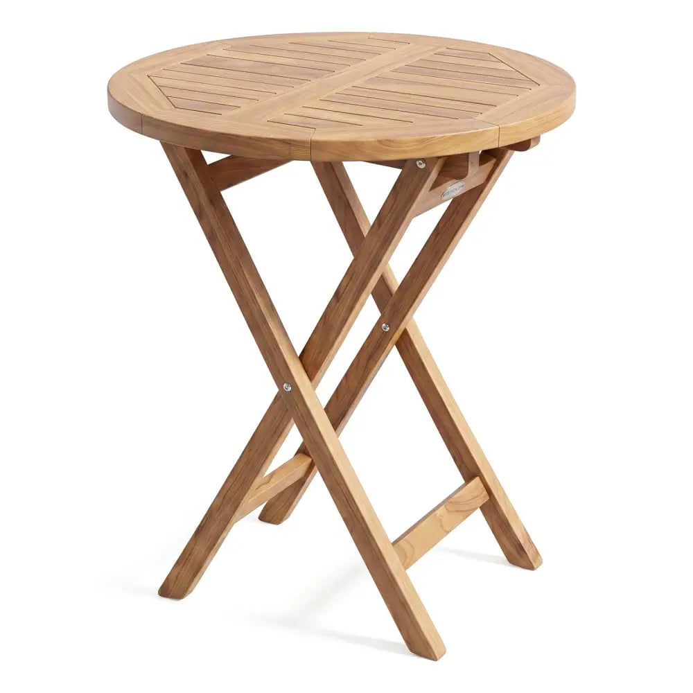 24’’ Round Solid Teak Outdoor Folding Bistro Table with Footrest - Patio Coffee Tables