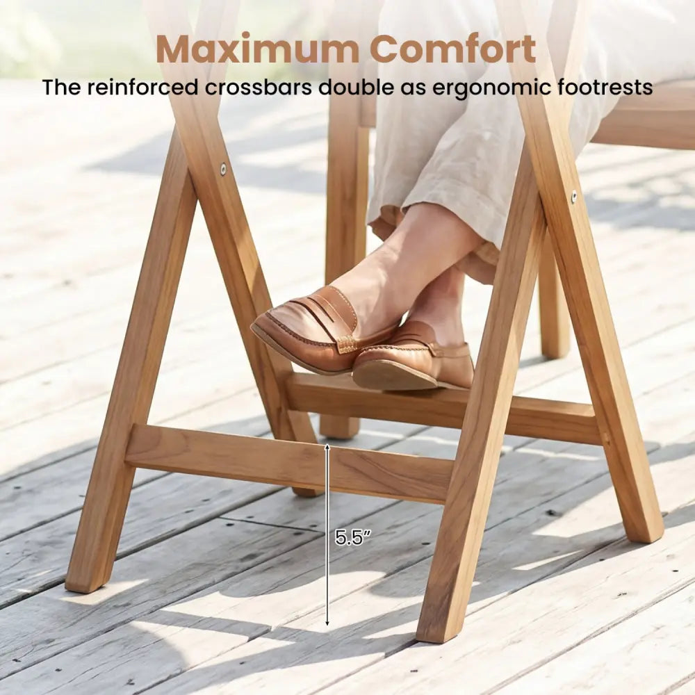 24’’ Round Solid Teak Outdoor Folding Bistro Table with Footrest - Patio Coffee Tables