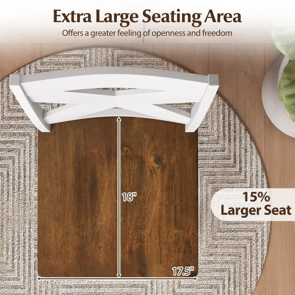 24" Rubberwood Swivel Barstools Set of 2 with Backrest and Large Seat-White Costway