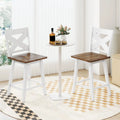 24" Rubberwood Swivel Barstools Set of 2 with Backrest and Large Seat-White Costway
