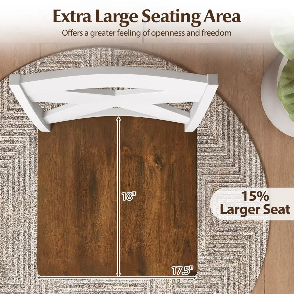 24’’ Rubberwood Swivel Barstools Set of 4 with Backrest and Large Seat-White - White - Bar Stools
