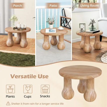 24" Small Solid Mahogany Wood Coffee Table with Thickened Top and Column Legs Costway