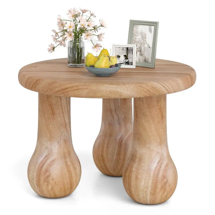 24" Small Solid Mahogany Wood Coffee Table with Thickened Top and Column Legs Costway