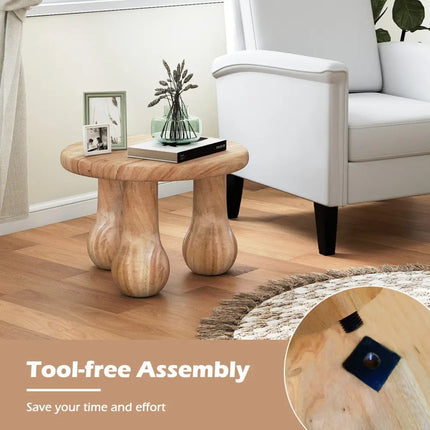 24" Small Solid Mahogany Wood Coffee Table with Thickened Top and Column Legs Costway