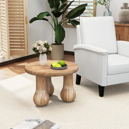 24" Small Solid Mahogany Wood Coffee Table with Thickened Top and Column Legs Costway