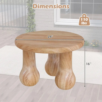 24" Small Solid Mahogany Wood Coffee Table with Thickened Top and Column Legs Costway