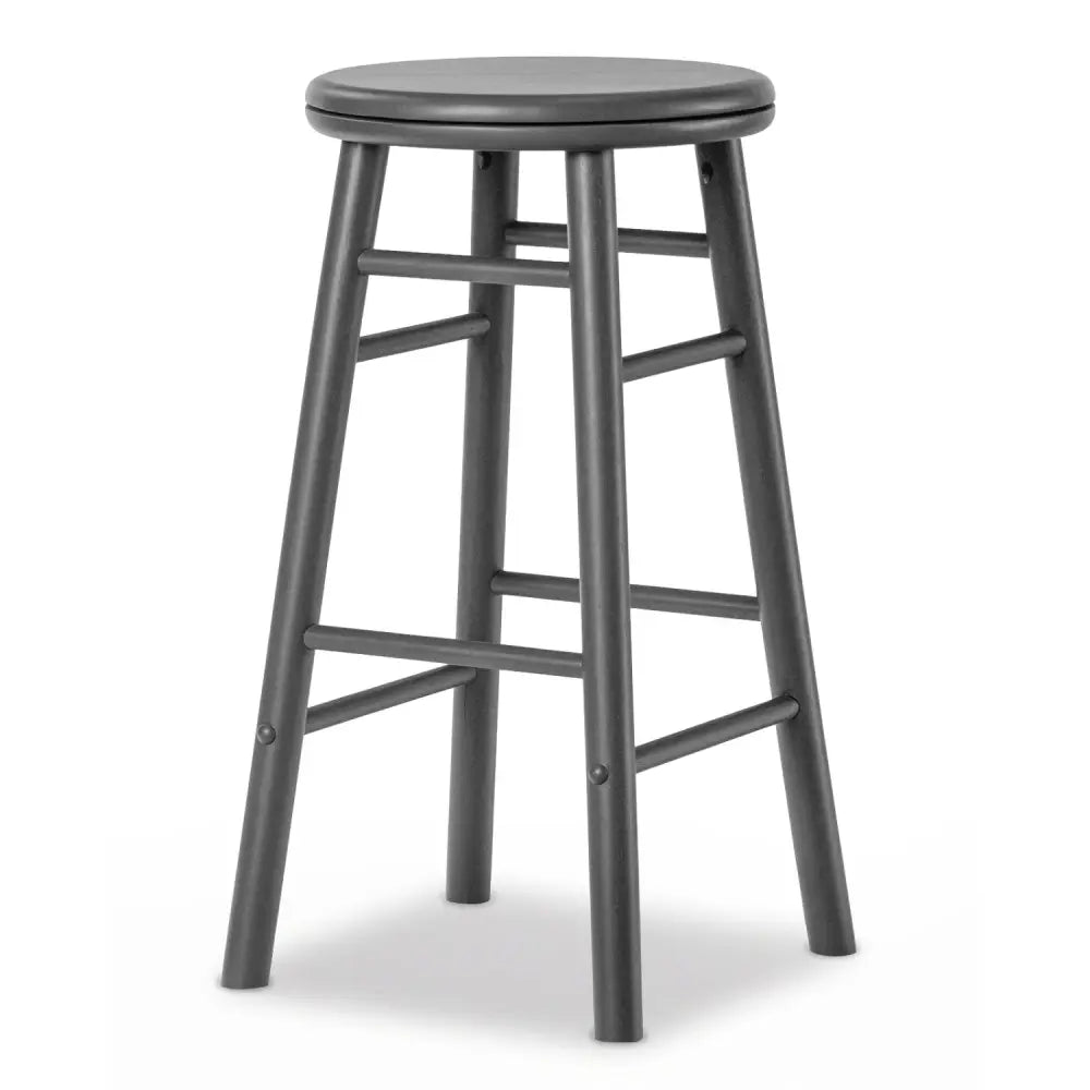 24’’ Swivel Bar Stools Set of 2 with Footrests & Crossbars-Gray - Gray - Bar Stools