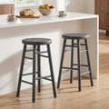 24’’ Swivel Bar Stools Set of 2 with Footrests & Crossbars-Gray - Gray - Bar Stools