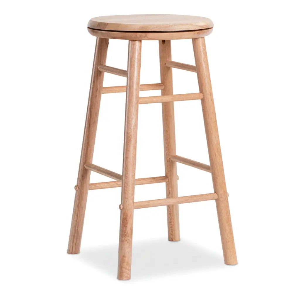 24’’ Swivel Bar Stools Set of 2 with Footrests & Crossbars-Natural - Natural - Bar Stools