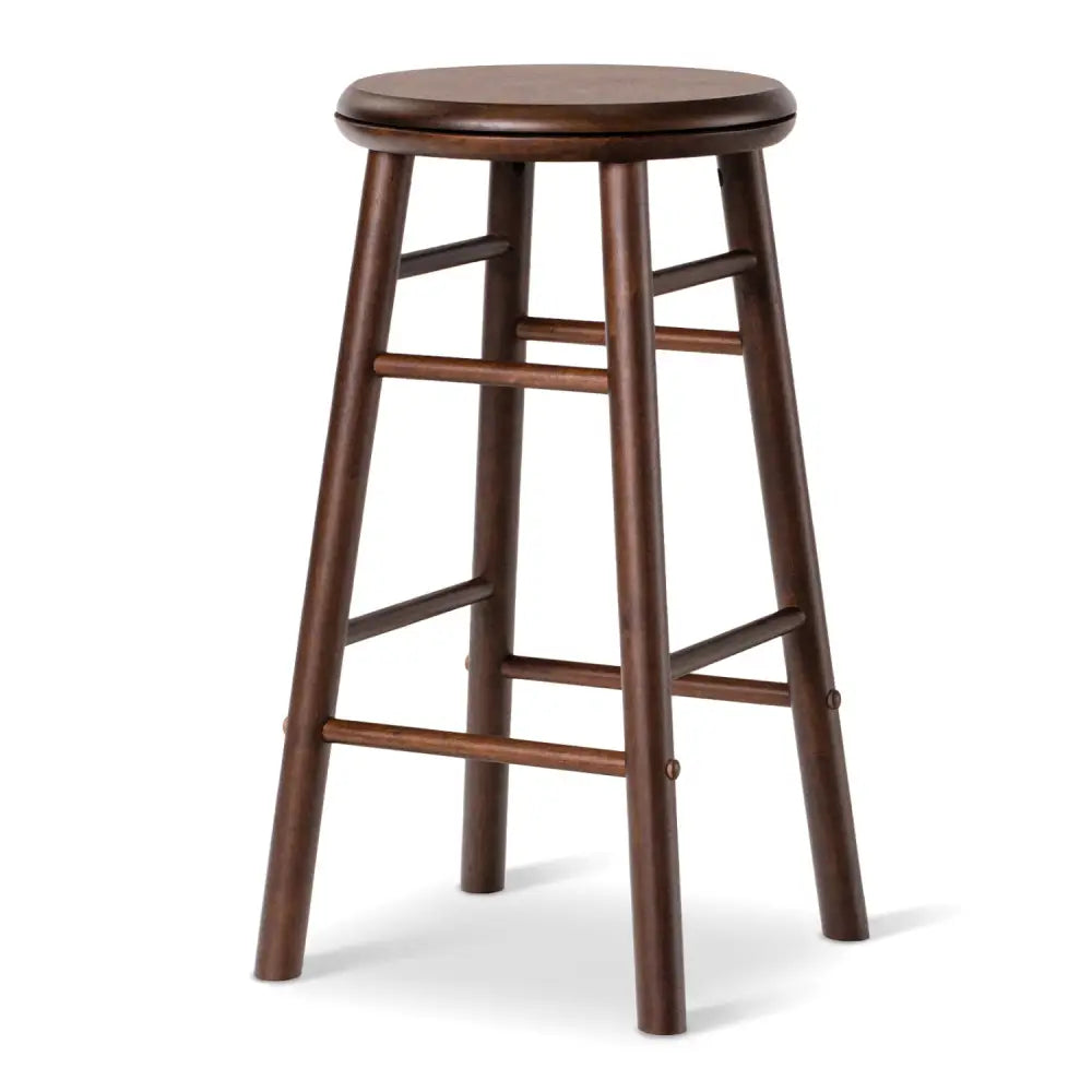 24’’ Swivel Bar Stools Set of 2 with Footrests & Crossbars-Walnut - Walnut - Bar Stools