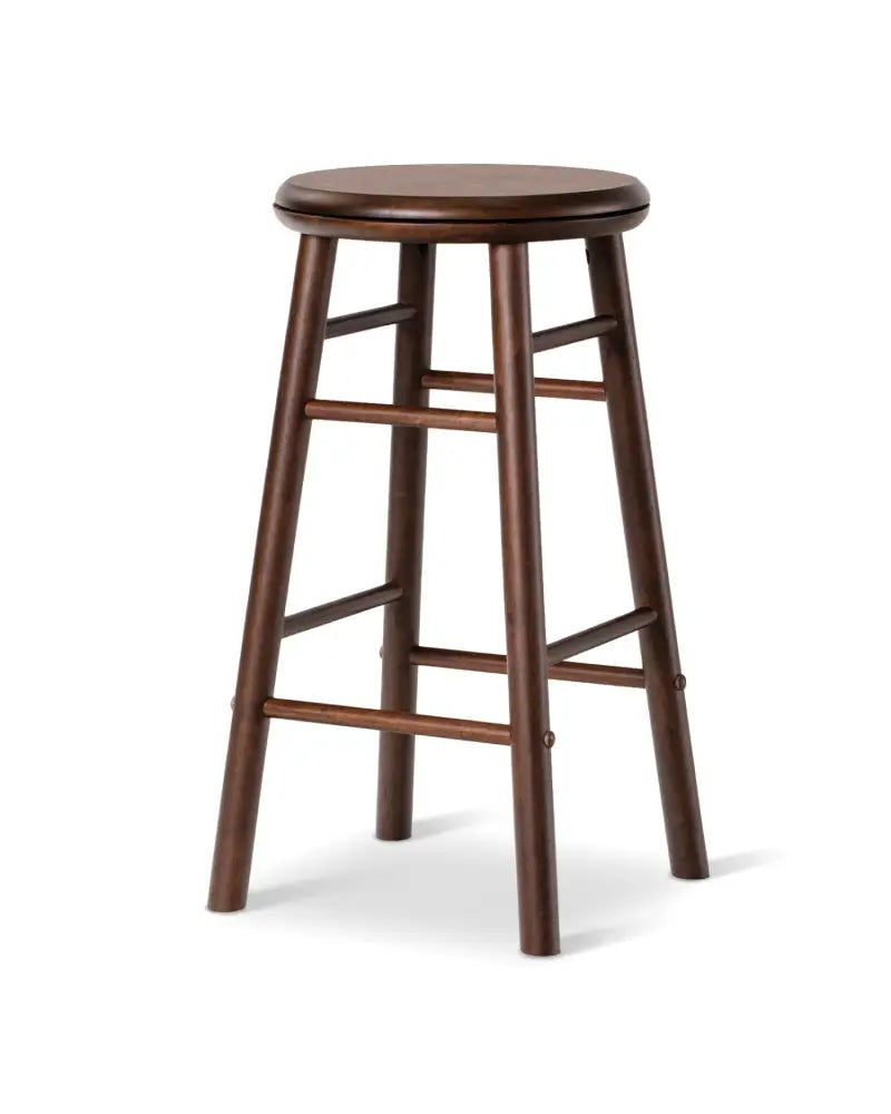 24’’ Swivel Bar Stools Set of 2 with Footrests & Crossbars-Walnut - Walnut - Bar Stools