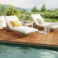 24 x 12 Inch 48 Pieces Acacia Wood Interlocking Deck Tiles with Waterproof Design-Natural - Natural - Outdoor Deck