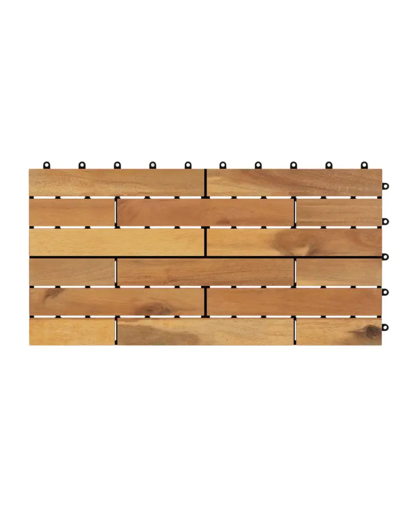 24 x 12 Inch 12 Pieces Acacia Wood Interlocking Deck Tiles with Waterproof Design-Natural - Natural - Outdoor Deck
