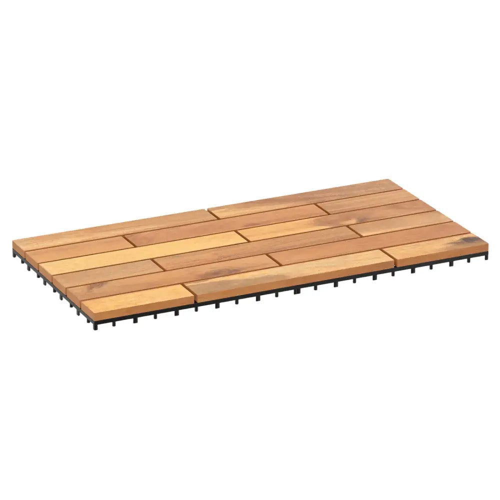 24 x 12 Inch 24 Pieces Acacia Wood Interlocking Deck Tiles with Waterproof Design - Natural - Outdoor Deck Tiles &