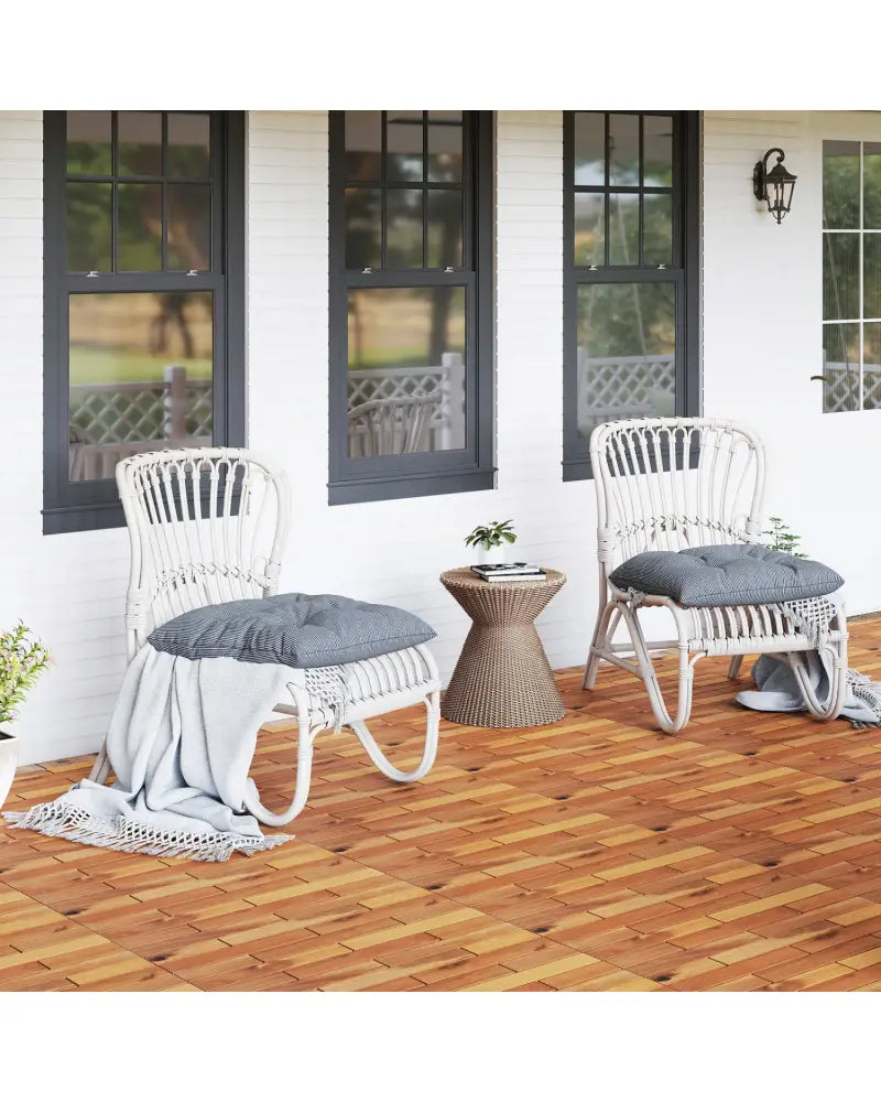 24 x 12 Inch 12 Pieces Acacia Wood Interlocking Deck Tiles with Waterproof Design-Natural - Natural - Outdoor Deck