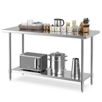 24 x 60 Inches Stainless Steel Kitchen Prep Work Table with Adjustable Undershelf - Oasis Home Essentials