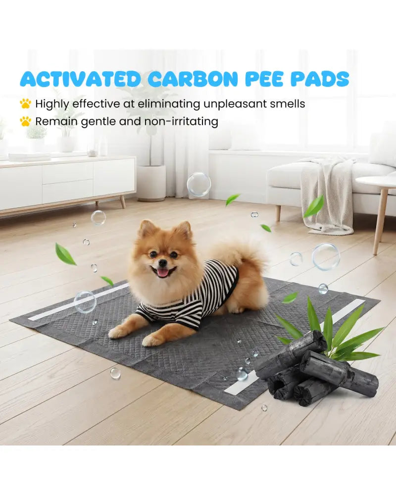 24’’ x 24’’ Charcoal Dog Pee Pads 6-Layer for Dogs-Black - Black - Dog Supplies
