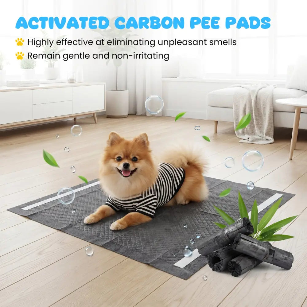 24’’ x 24’’ Charcoal Dog Pee Pads 6-Layer for Dogs-Black - Black - Dog Supplies