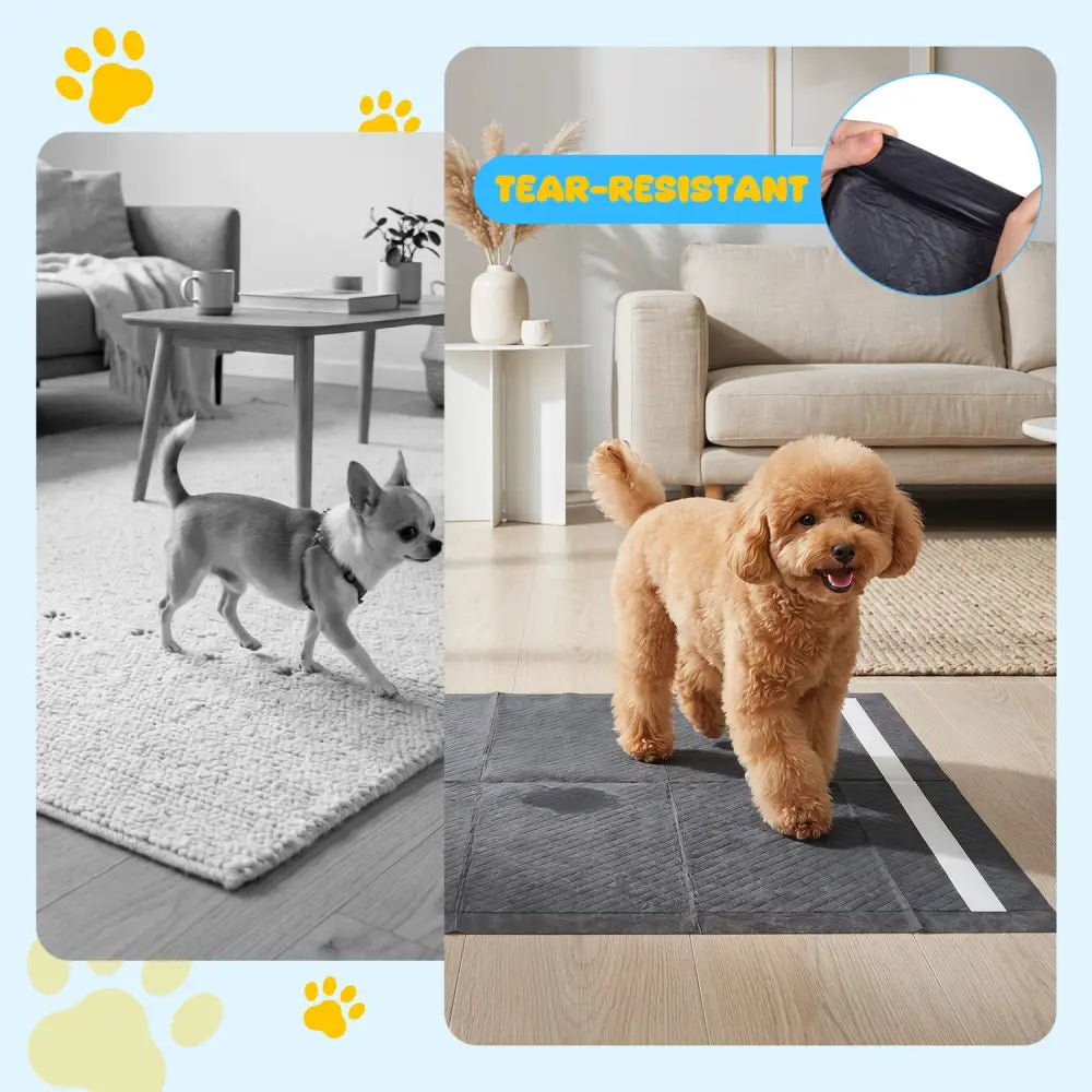 24’’ x 24’’ Charcoal Dog Pee Pads 6-Layer for Dogs-Black - Black - Dog Supplies