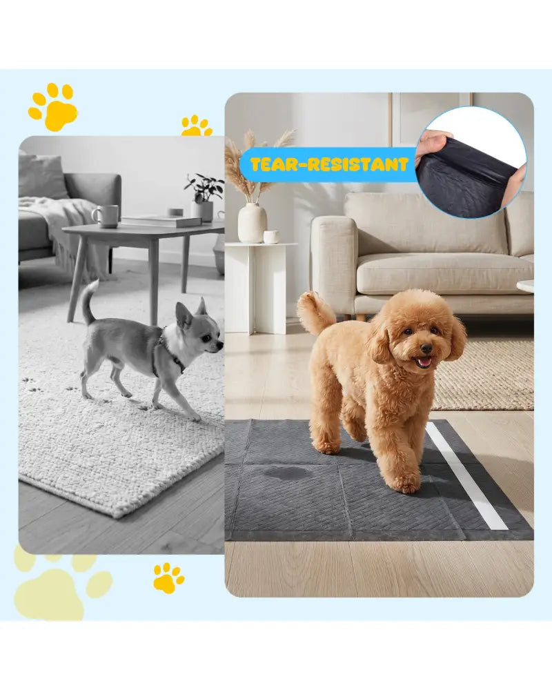 24’’ x 24’’ Charcoal Dog Pee Pads 6-Layer for Dogs-Black - Black - Dog Supplies