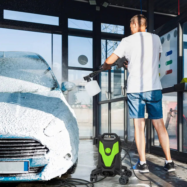 2400 PSI Electric Pressure Washer with 4 Universal Wheels-Green - Green - Pressure Washers