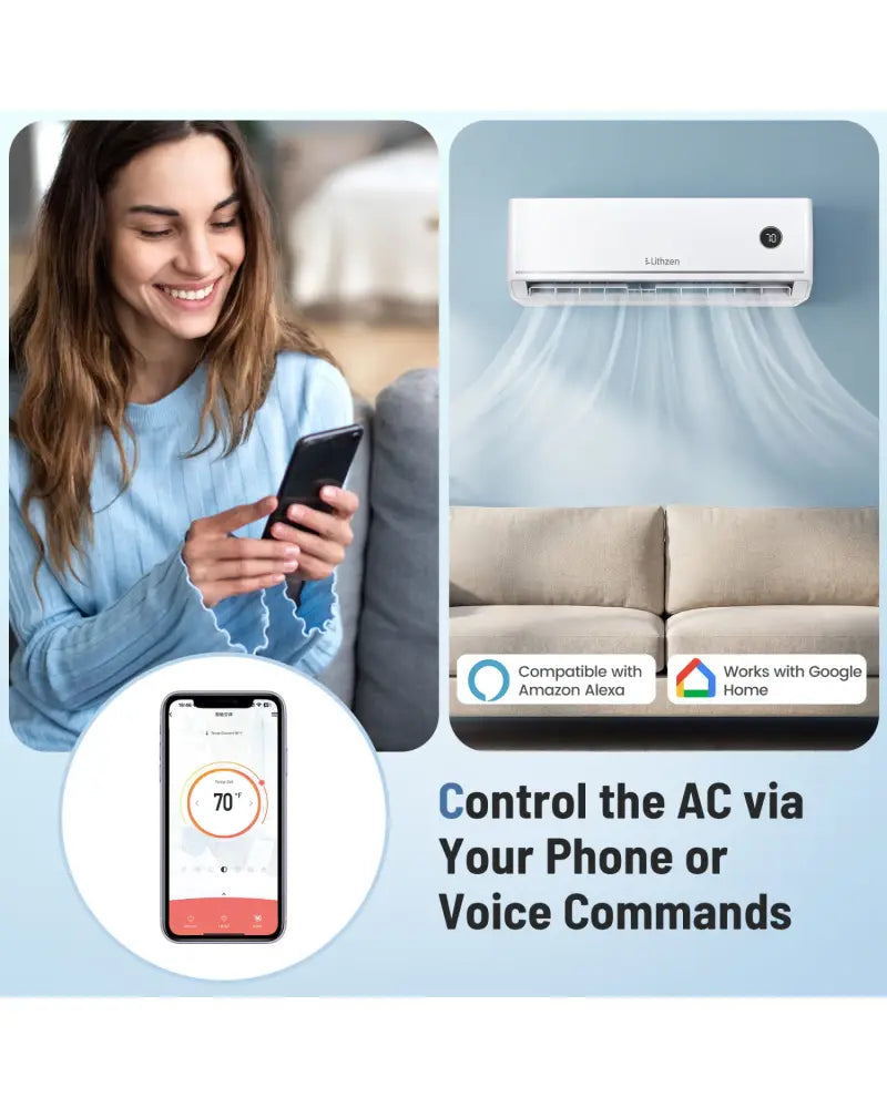 24000 BTU 18.1 SEER2 208/230V Mini Split Air Conditioner Works with Alexa - White - 24000 BTU Mini Split