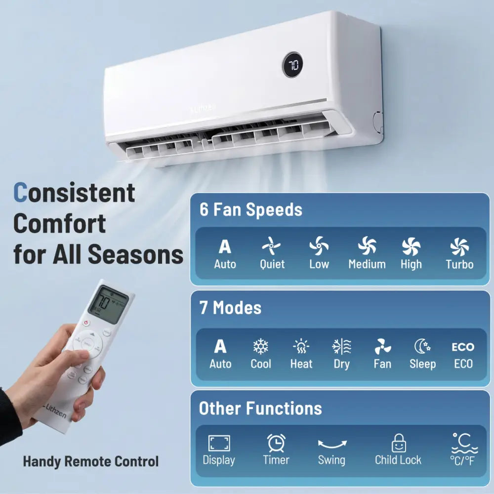 24000 BTU 18.1 SEER2 208/230V Mini Split Air Conditioner Works with Alexa - White - 24000 BTU Mini Split