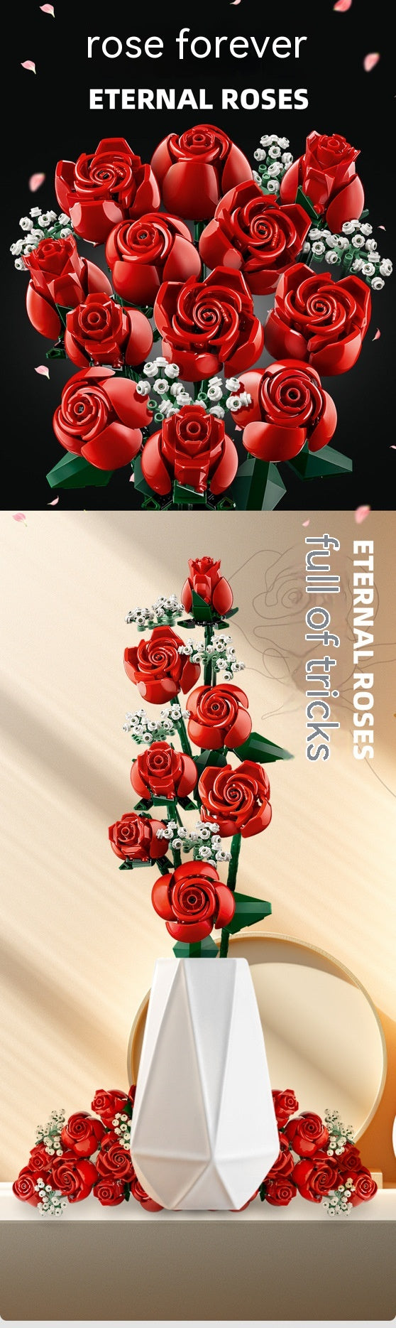 Rose Bouquet Decorative Mini Building Blocks Assembly Toy