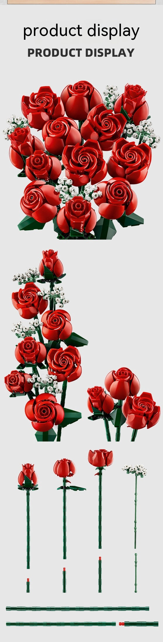 Rose Bouquet Decorative Mini Building Blocks Assembly Toy