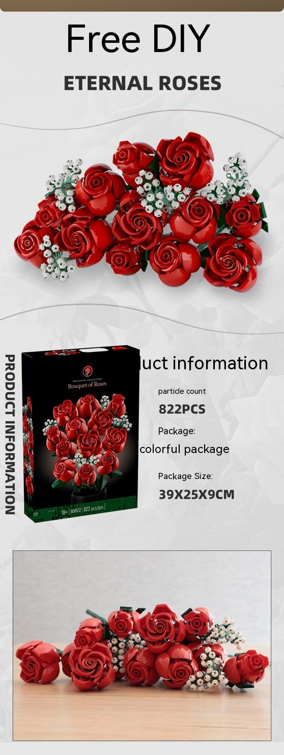 Rose Bouquet Decorative Mini Building Blocks Assembly Toy