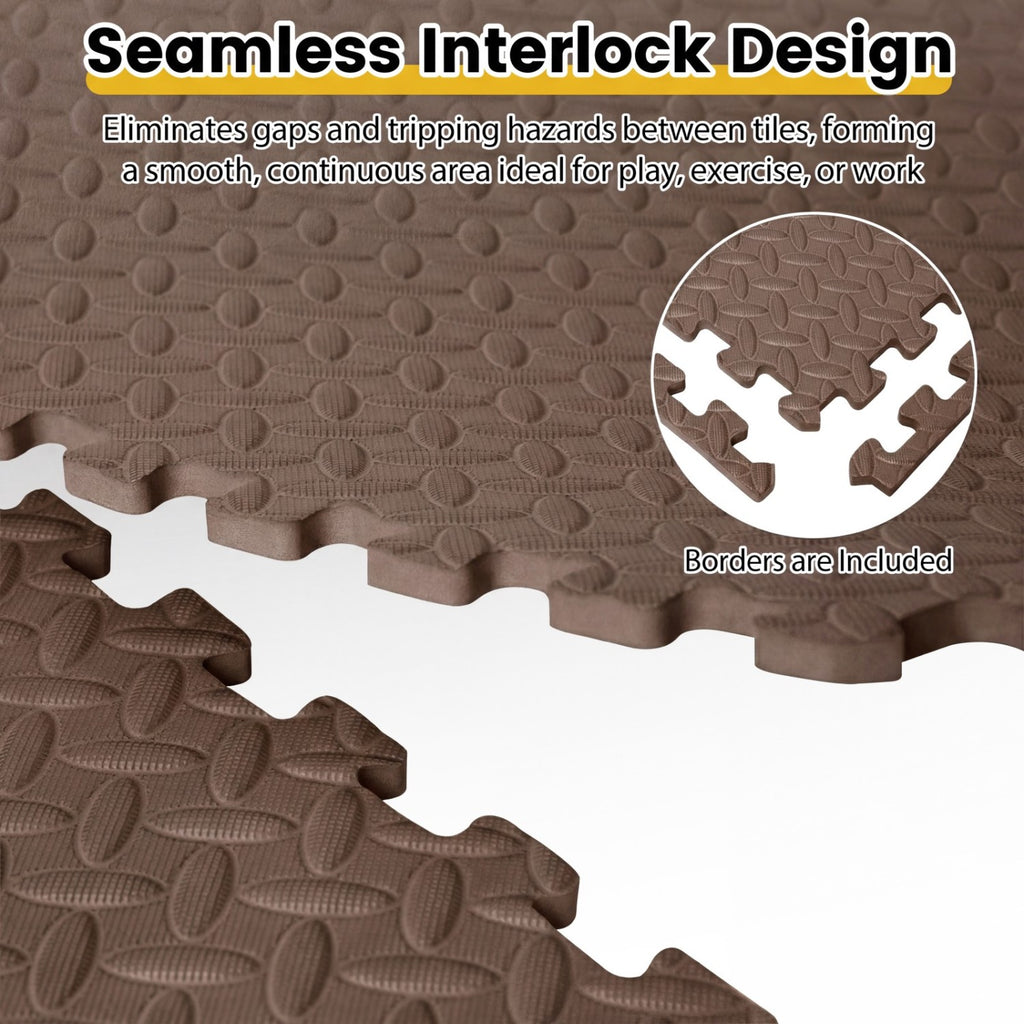 24Tiles 1/2" Puzzle Exercise Floor Mats-Brown
