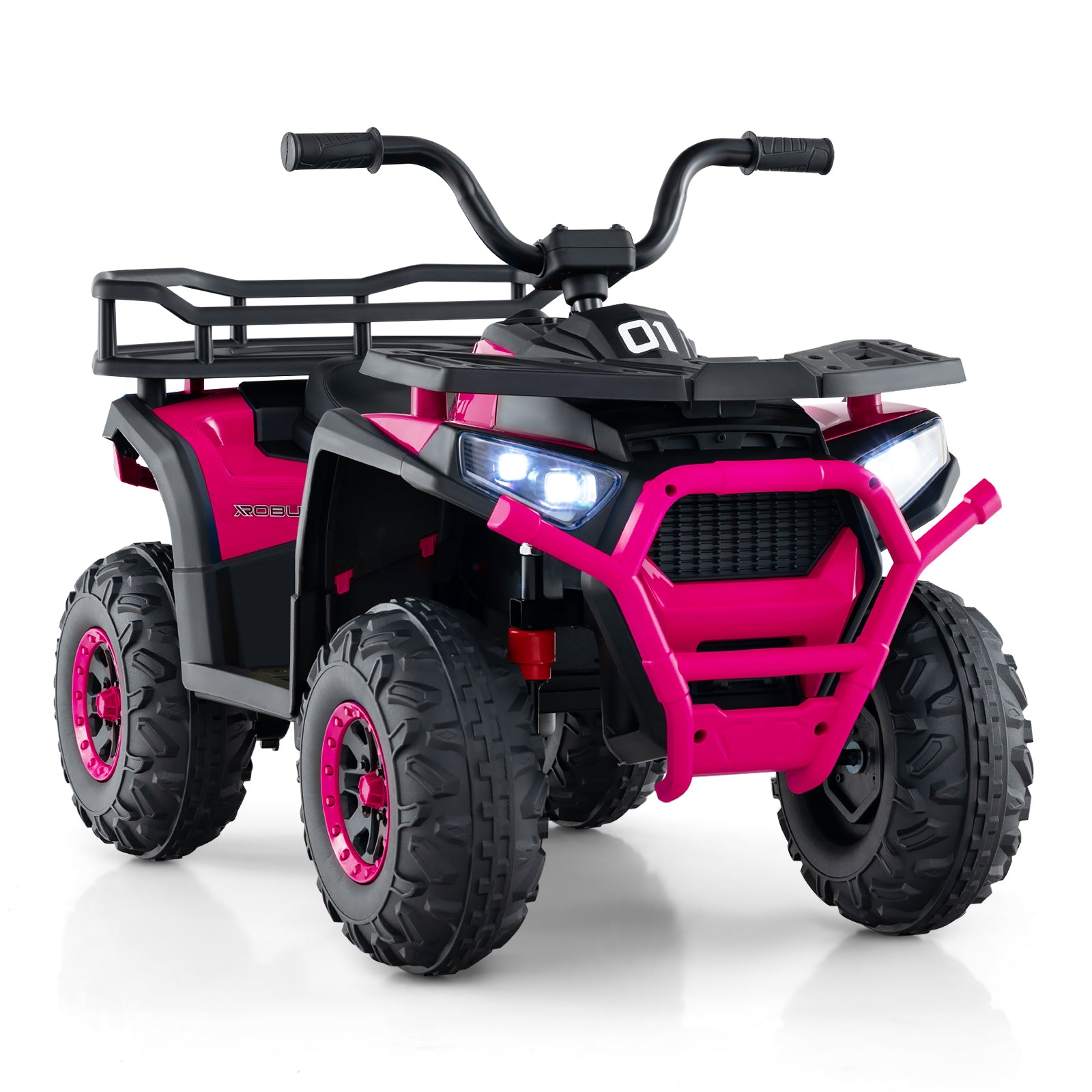 24V Kids Ride on Electric ATV Quad Car with Realistic Sounds and  LED Lights-Pink