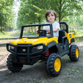 24V Ride On Dump Truck Licensed Caterpillar 2-Seater for Girls Boys-Yellow