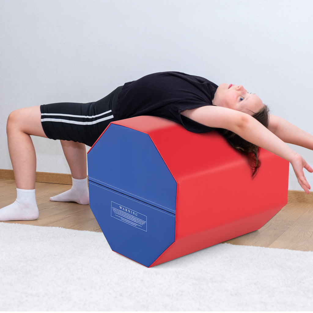 24.5 Inch x 24.5 Inch Octagon Gymnastics Mat with Waterproof Zippered Cover-Red