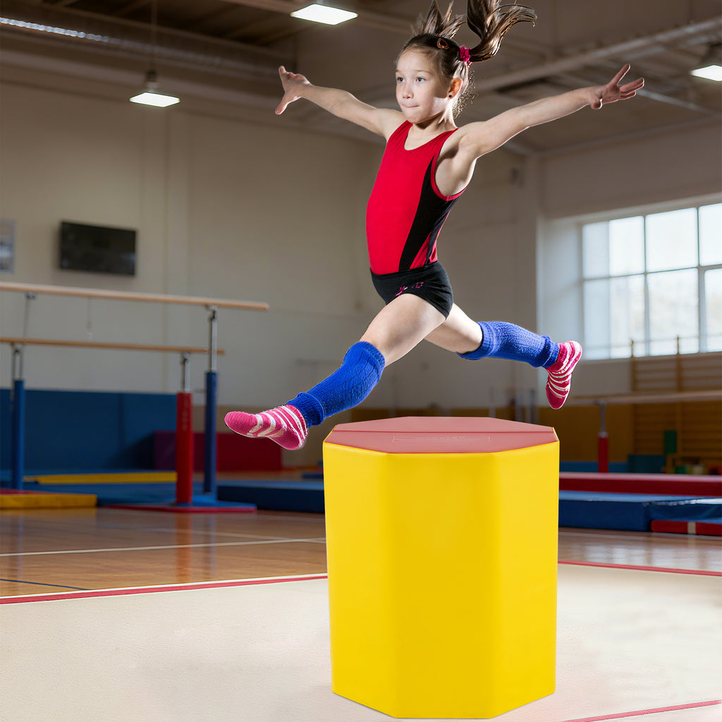 24.5 Inch x 24.5 Inch Octagon Gymnastics Mat with Waterproof Zippered Cover-Yellow