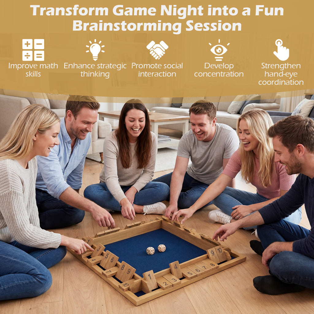 24 Inch Extra-Large Shut The Box Game for 2-4 Players