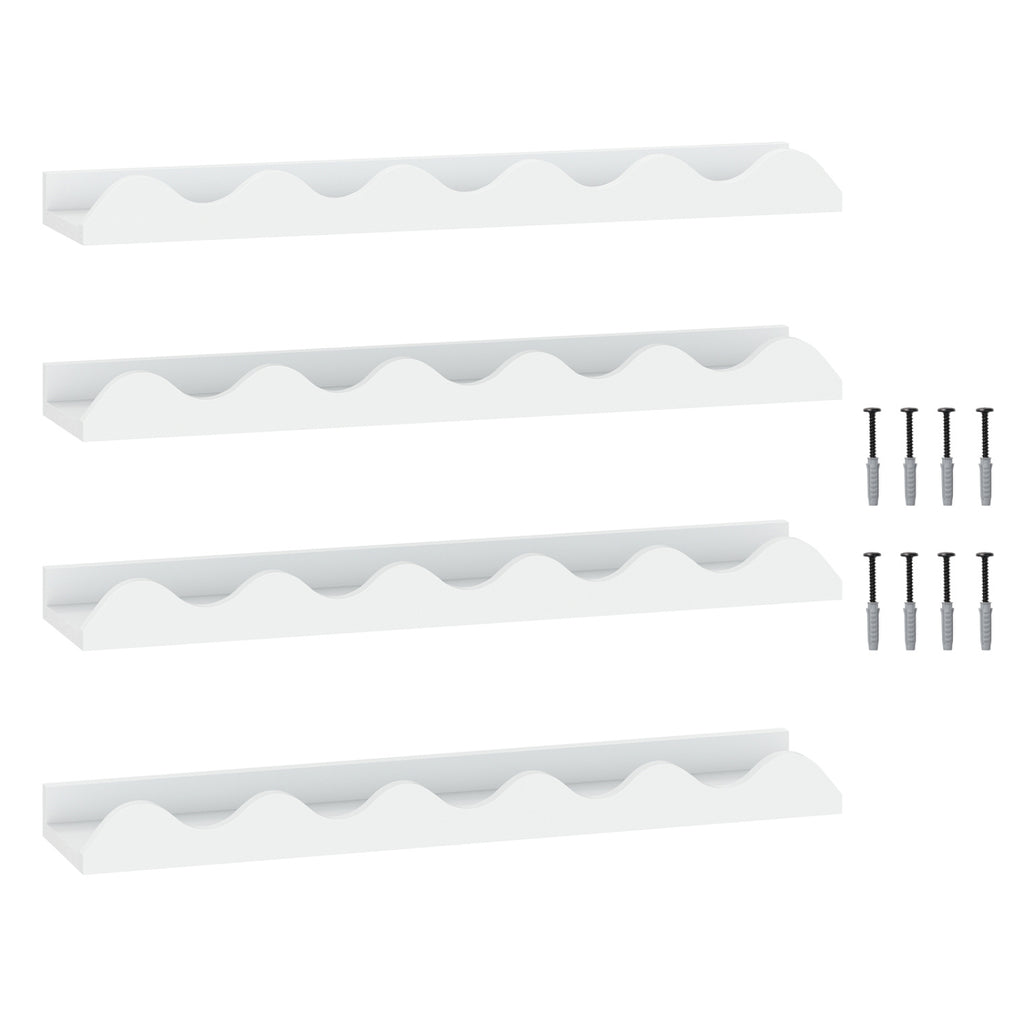 24 Inch Kids Bookshelf Set of 4 Wall-Mounted Picture Ledge Shelf-White