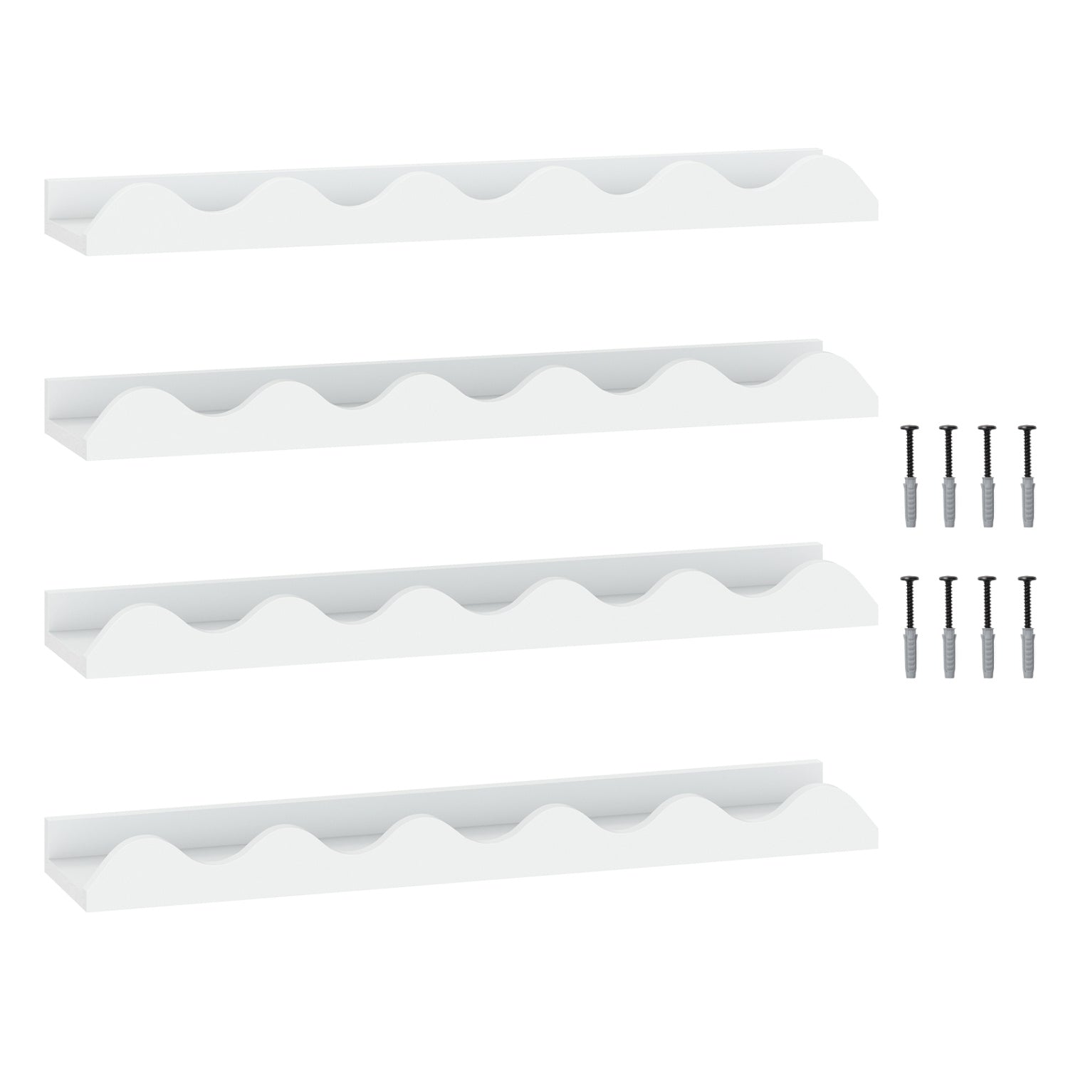 24 Inch Kids Bookshelf Set of 4 Wall-Mounted Picture Ledge Shelf-White
