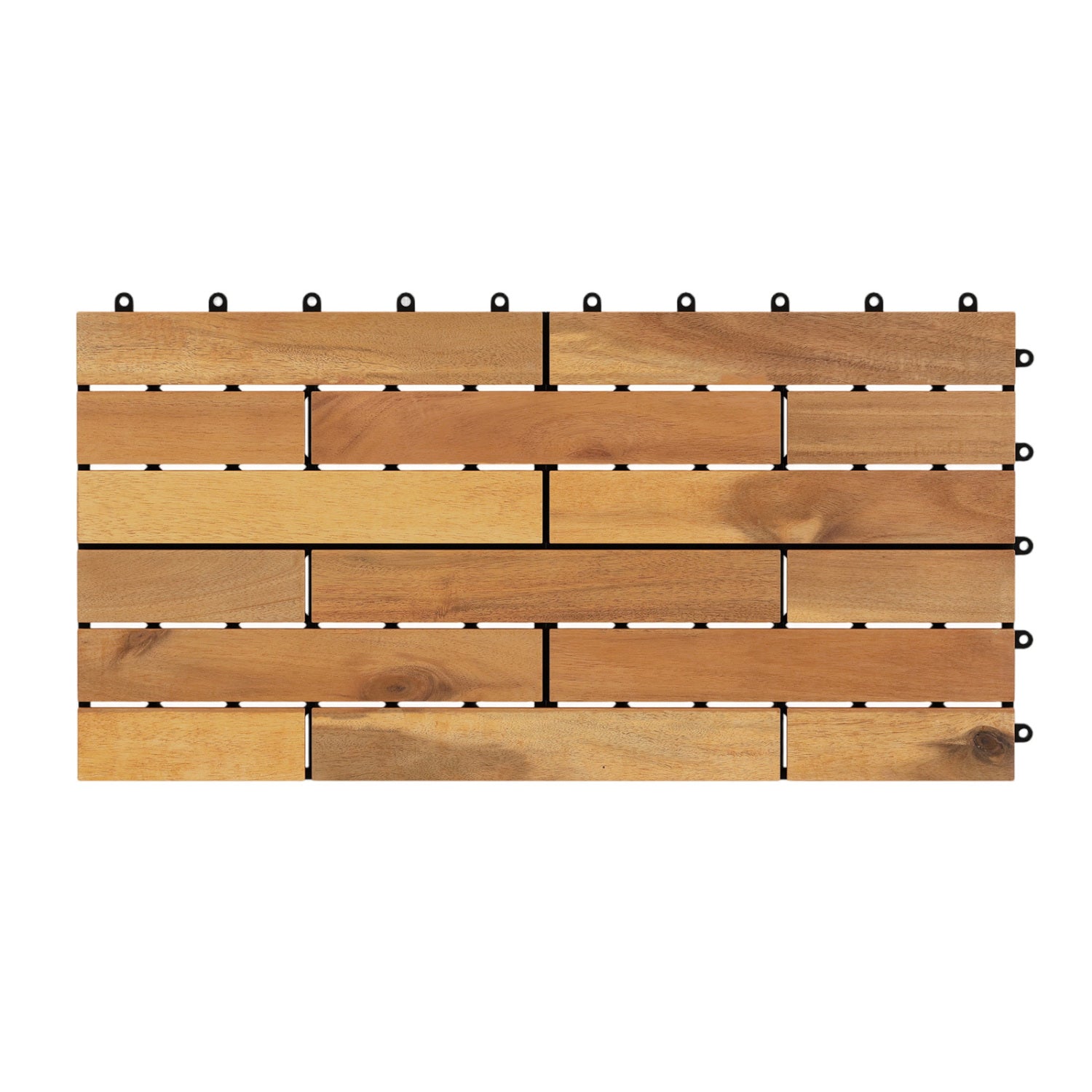 24 x 12 Inch 12 Pieces Acacia Wood Interlocking Deck Tiles with Waterproof Design-Natural